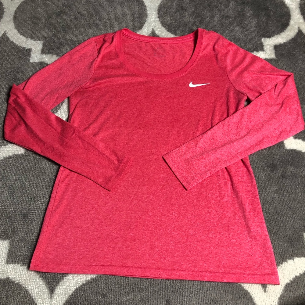 Nike Dri Fit Shirt Womens Small Long Sleeve Athletic Top Crew Neck Workout